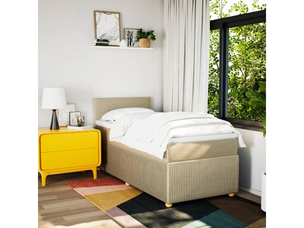 Sommier à Domopure de lit et matelas Crème 90x190 cm Tissu QXHY94030