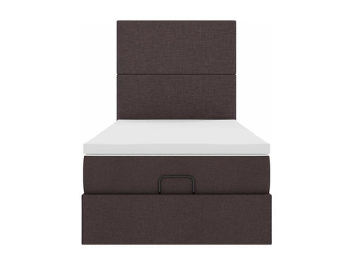 Cadre de lit ottoman avec matelas marron foncé 90x190 cm tissu QLNO60660