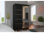 Petite armoire de chambre 2 portes coulissantes bois noir et miroir Domopure 120cm RVHV01465