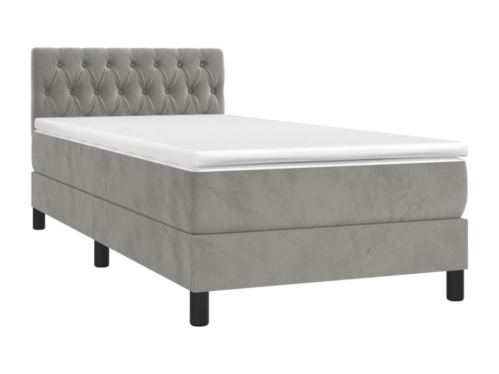 Sommier à Chicyla de lit avec matelas et LED Gris clair 90x190cm LQIY13349