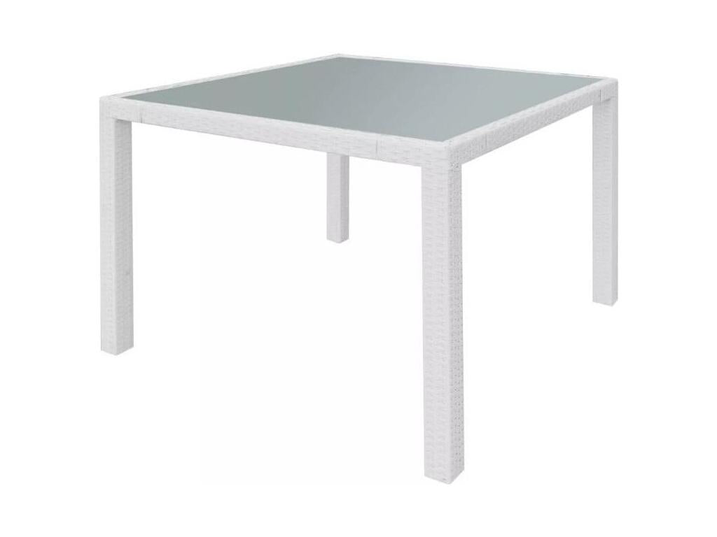 Table carrée et 4 chaises de jardin résine tressée blanc Chicyla TVMH81936