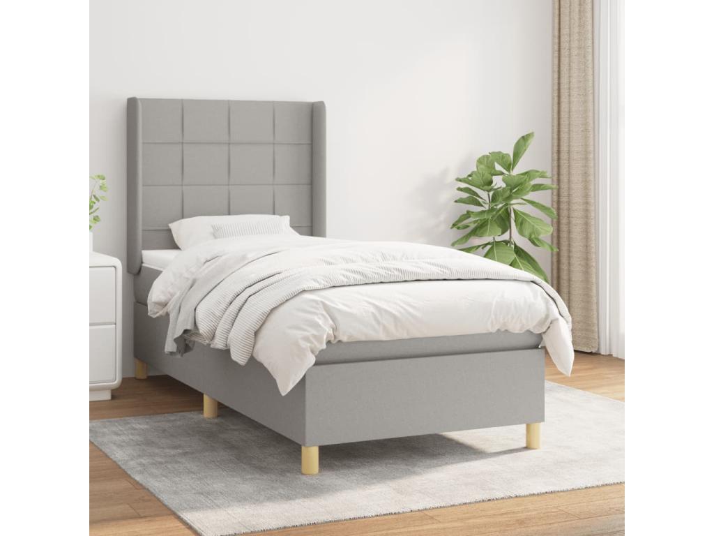 Lit à sommier tapissier et matelas Gris clair 90x190 cm Tissu SBHQ63036