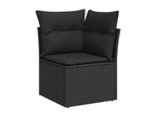 Salon de jardin 6 pcs avec coussins noir résine tressée WATY03554