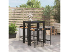 Ensemble de bar jardin 5 pièces noir poly rotin/bois massif Chicyla JTJN70100