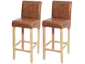Tabouret de bar Domopure-C33 lot de 2 similicuir aspect daim marron pieds clairs XNDU30668
