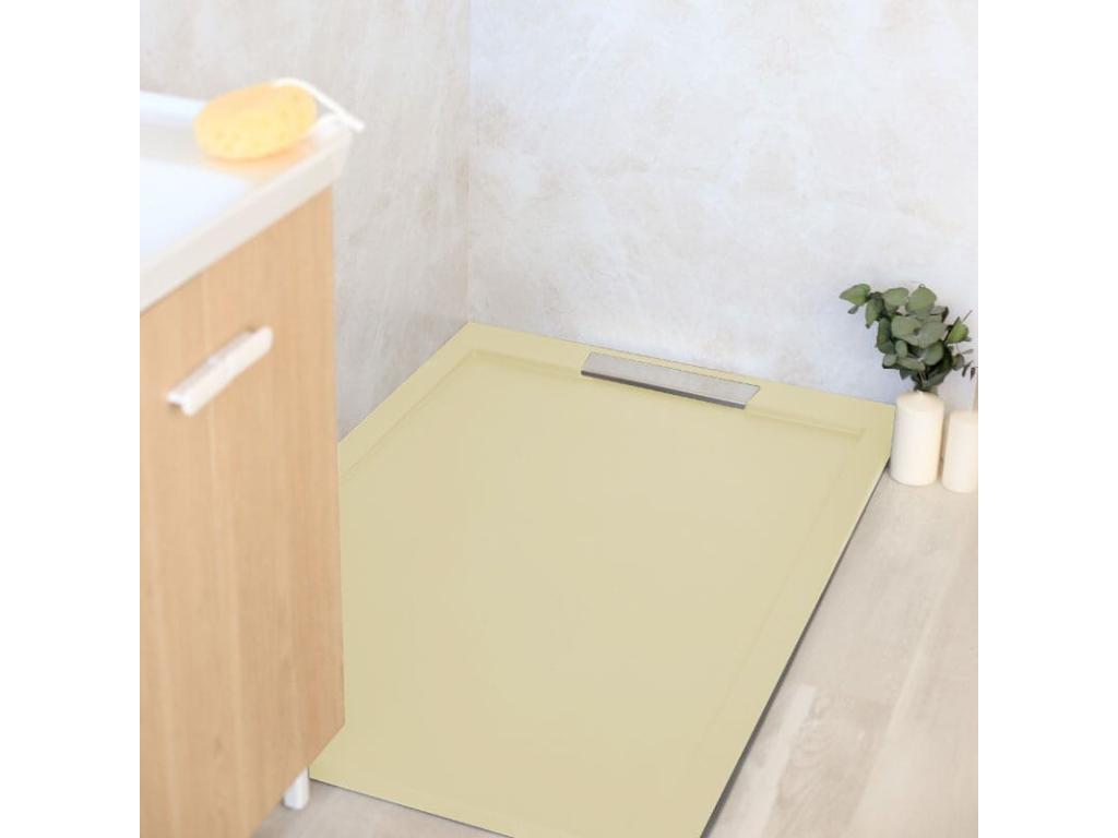 Receveur de douche 80x110cm extra plat Domopure en résine surface ardoisée beige ENSU83927