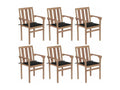 Chaises de jardin empilables avec coussins lot de 6 Teck solide XXZT97276