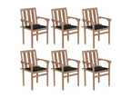 Chaises de jardin empilables avec coussins lot de 6 Teck solide XXZT97276