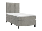 Lit à sommier tapissier et matelas Gris clair 100x200cm Velours GIID08302