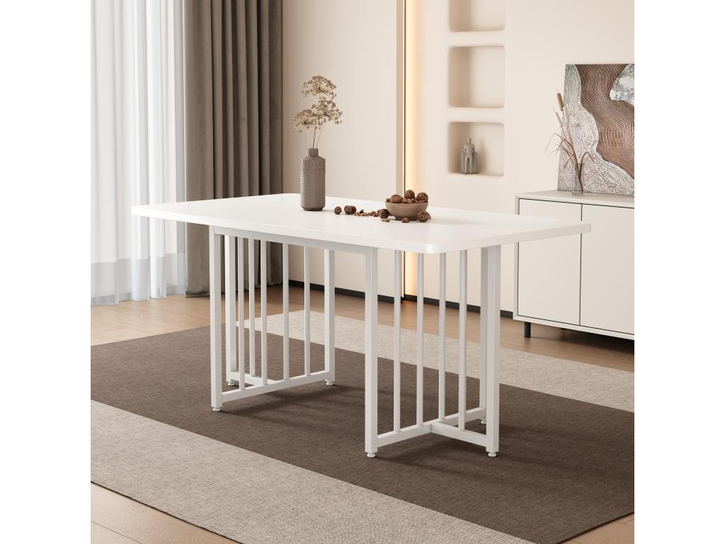 Table à manger moderne 4 à 6 couverts - 158x76x75 cm - Panneau de particules - Blanc VRKO63763