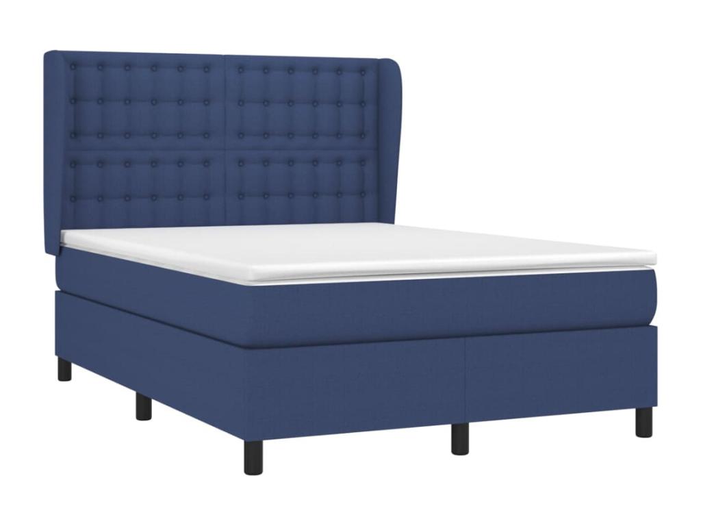 Lit à sommier tapissier avec matelas Bleu 140x200 cm Tissu OOFS69262