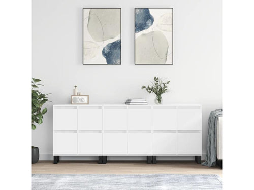 Buffets 3 pcs Blanc Bois d'ingénierie HTJY12082