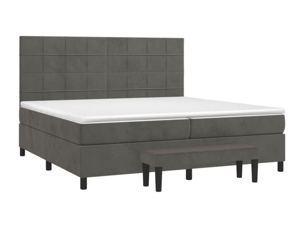 Sommier à Domopure de lit et matelas Gris foncé 200x200 Velours LYBI91331