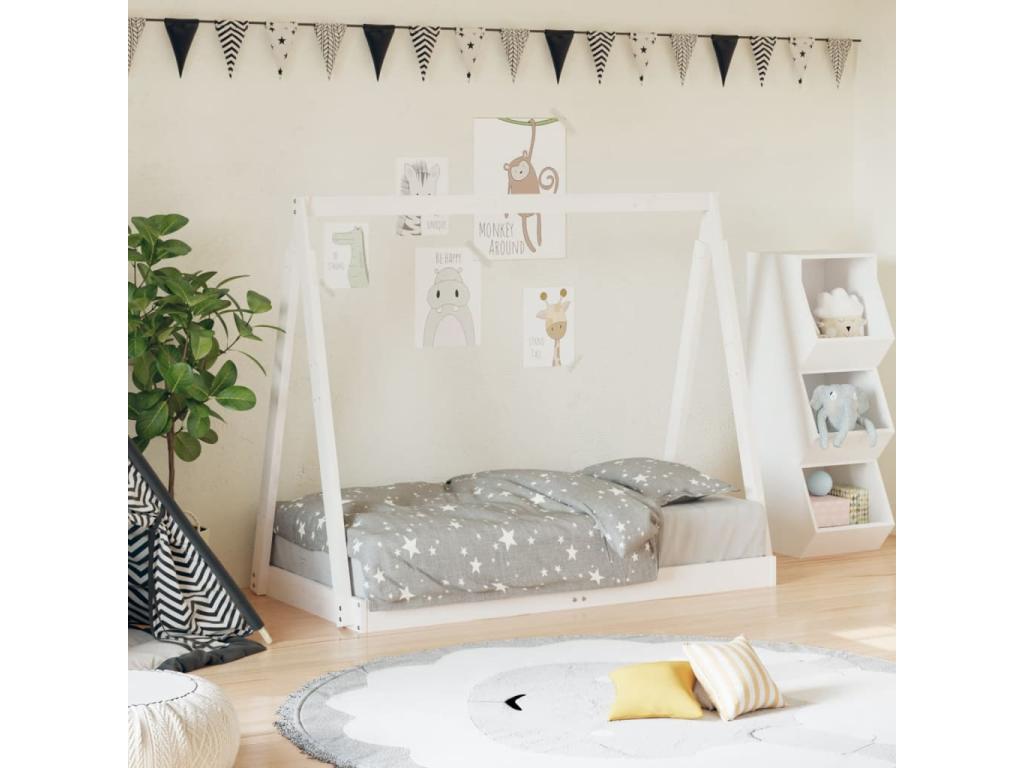 Cadre de lit pour enfant blanc 70x140 cm bois de pin massif YNWA95896