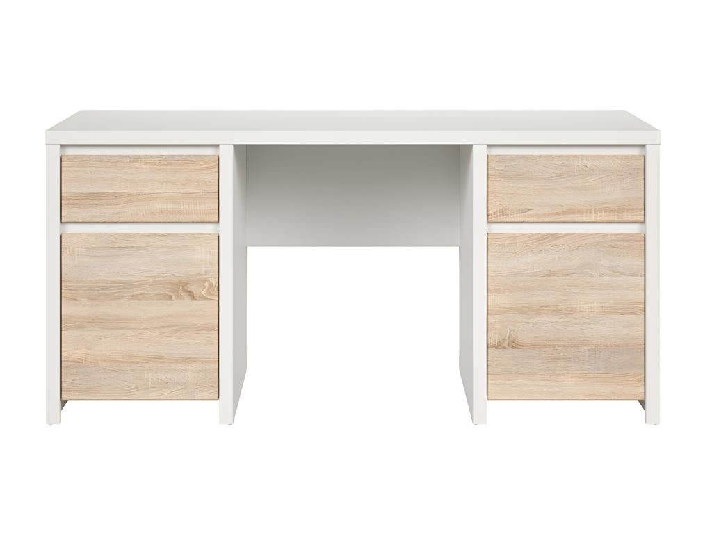 Bureau 2 portes 2 tiroirs Chicyla Blanc et Bois RRES79226