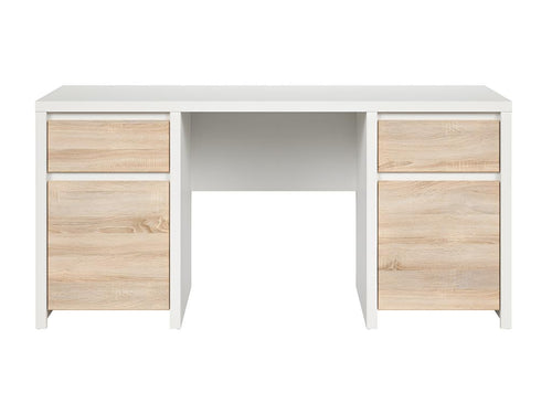 Bureau 2 portes 2 tiroirs Chicyla Blanc et Bois RRES79226