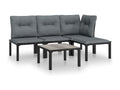 Salon de jardin 5 pcs noir et gris résine tressée EOYM79916