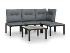 Salon de jardin 5 pcs noir et gris résine tressée EOYM79916