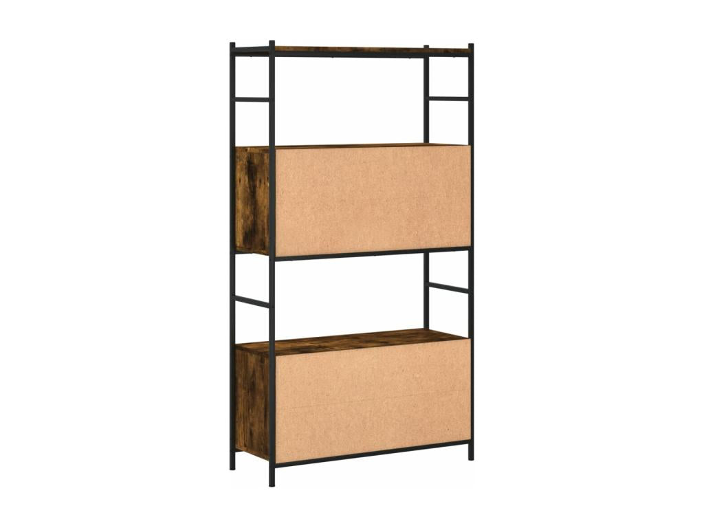 Bibliothèque chêne fumé 80x30x145.5 cm bois d'ingénierie et fer RJJA11529