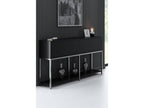 Console style contemporain Domopure L150cm Bois Noir et Métal Argent THGX92228