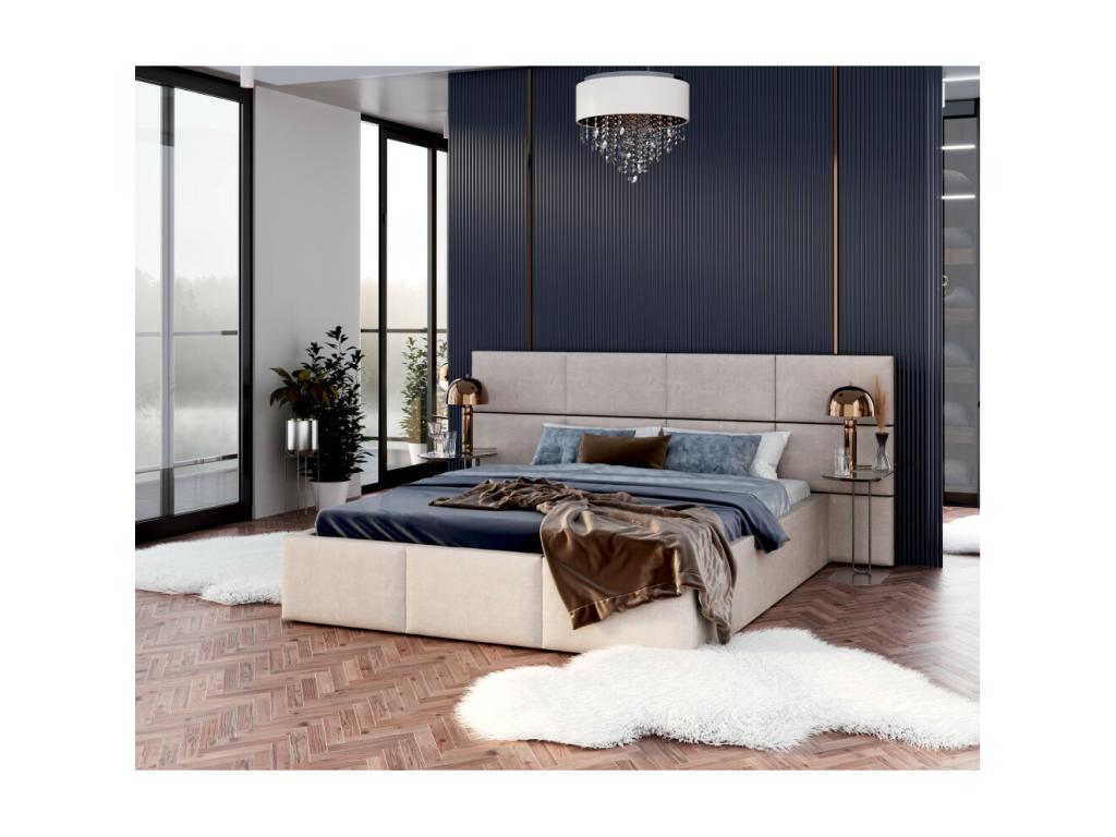 Lit coffre Domopure 160x200 cm avec sommier à Domopure relevable Beige WZYX88217