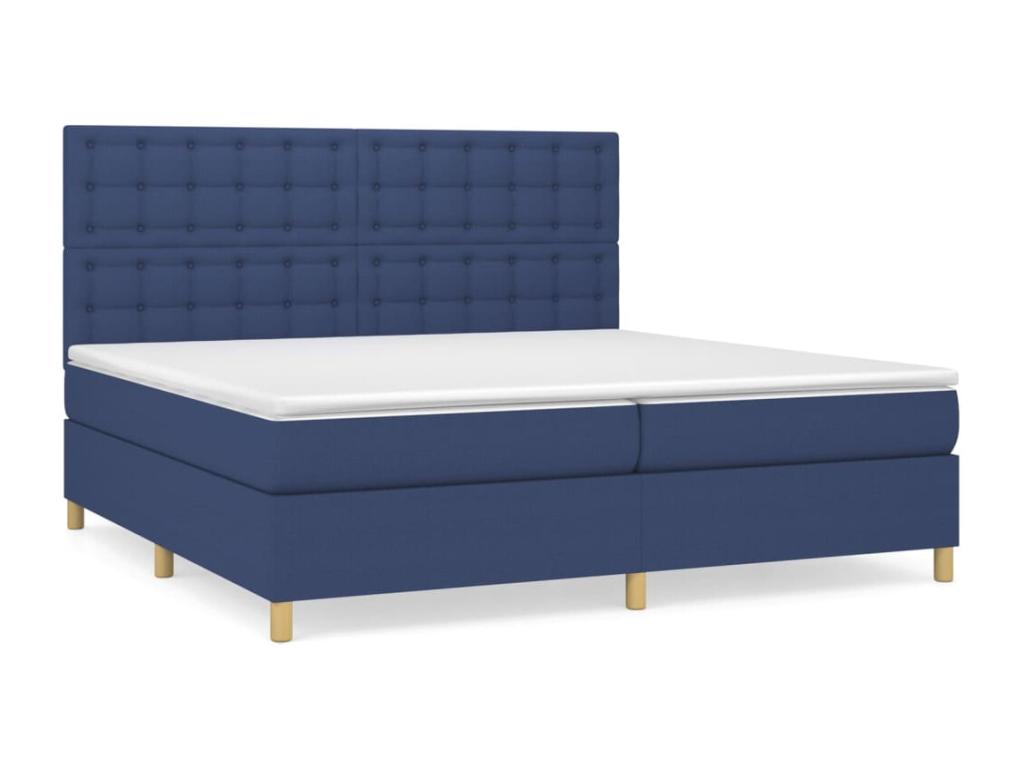 Lit à sommier tapissier avec matelas Bleu 200x200 cm Tissu YTED73583
