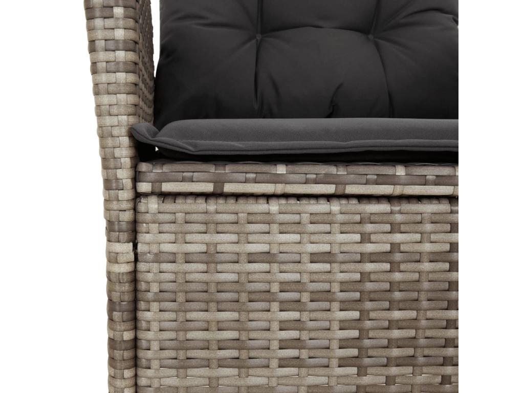 Ensemble à manger de jardin et coussins 7 pièces gris rotin ZZVF62276