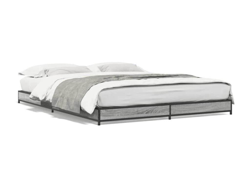 Cadre de lit sans matelas Domopure gris 150x200 cm KPDT48041