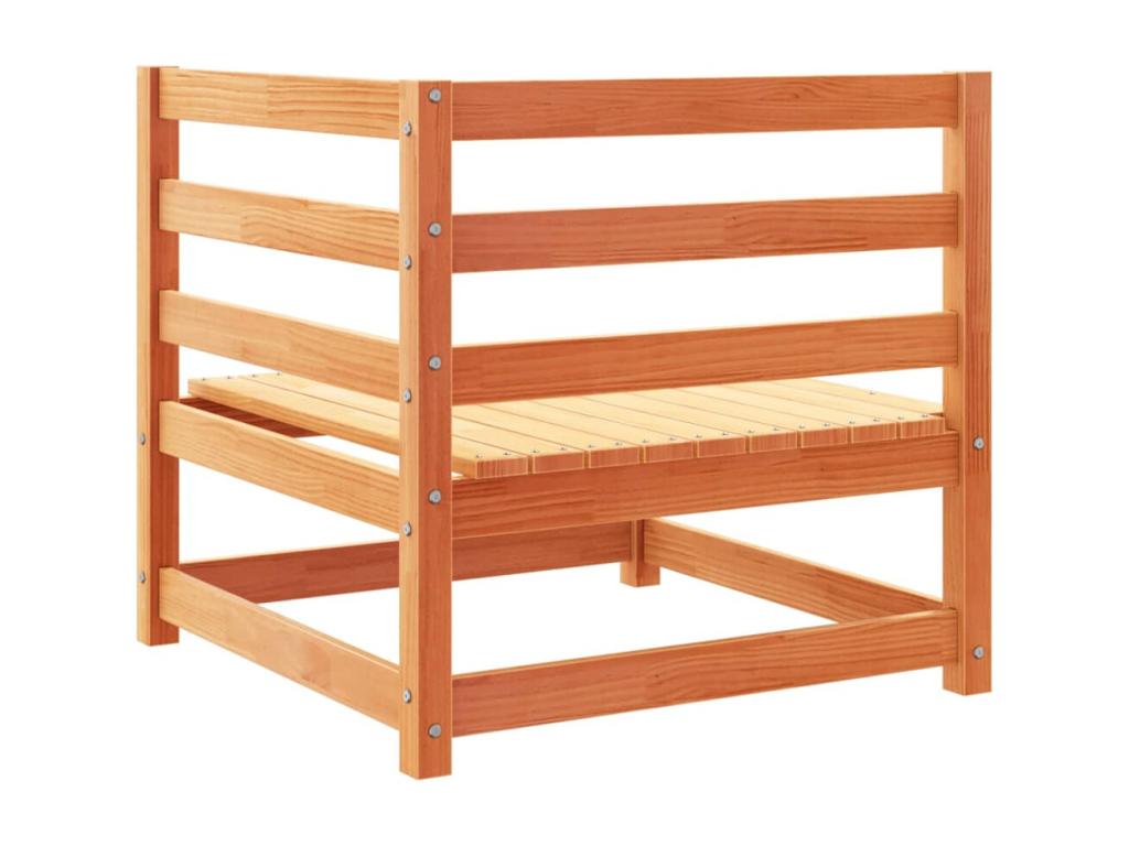 Salon de jardin 7 pcs cire marron bois de pin massif RYUY71462