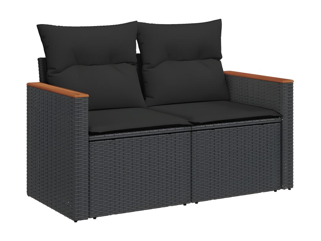 Salon de jardin 5 pcs avec coussins noir résine tressée VMTG20687