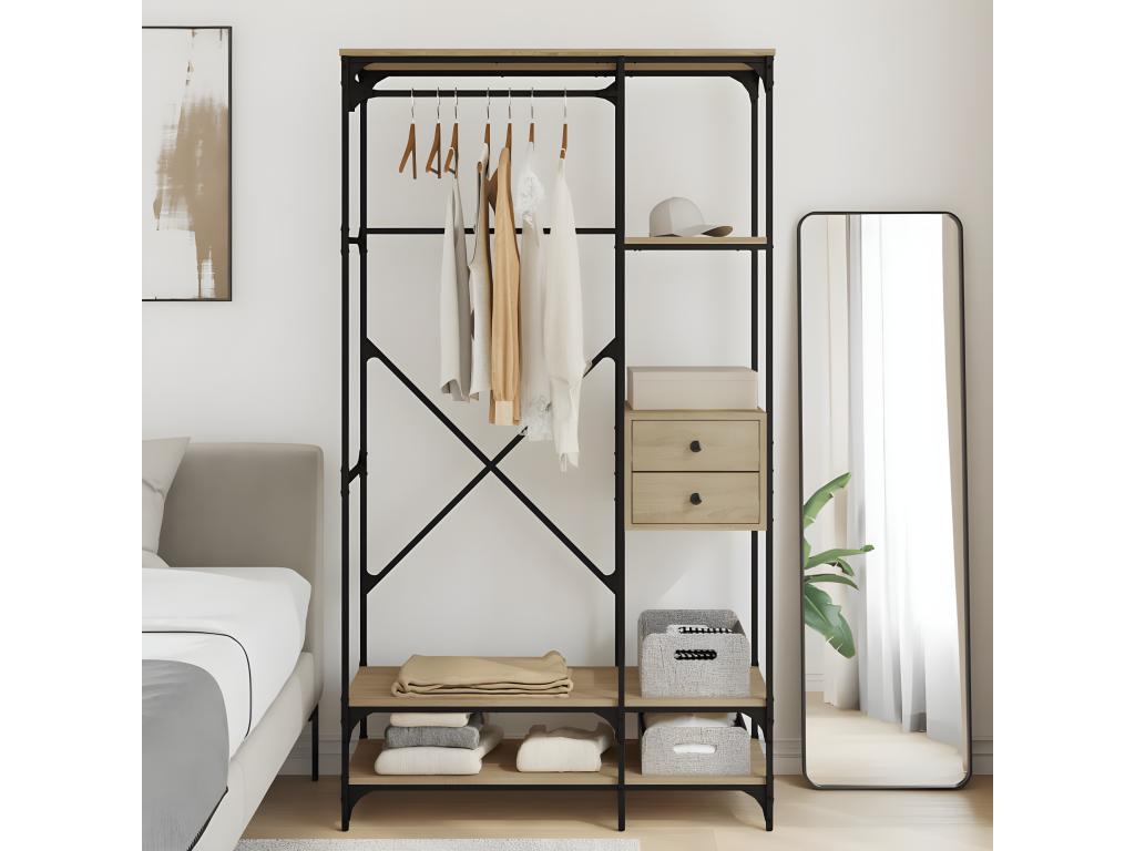 Armoire à tiroirs chêne Chicyla 100x40x180 cm bois d'ingénierie XOVN10955