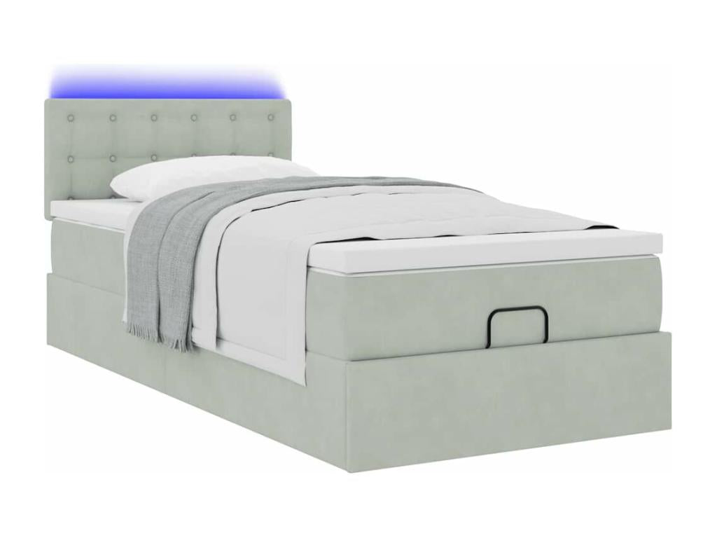 Cadre de lit ottoman avec matelas gris clair 80x200 cm velours SWCQ85311