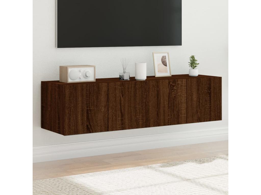 Meubles TV muraux Chicylaères LED 2 pièces chêne marron 60x35x31 cm KIWZ82924