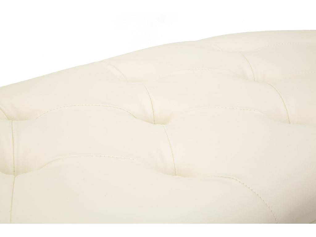 Banc en métal et simili cuir crème avec tiroirs 120x40x43 cm BTUK32934