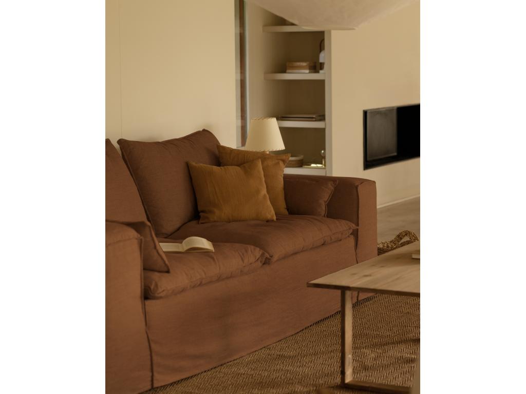 Canapé 4 places en lin déhoussable de couleur tuile JUEC11073