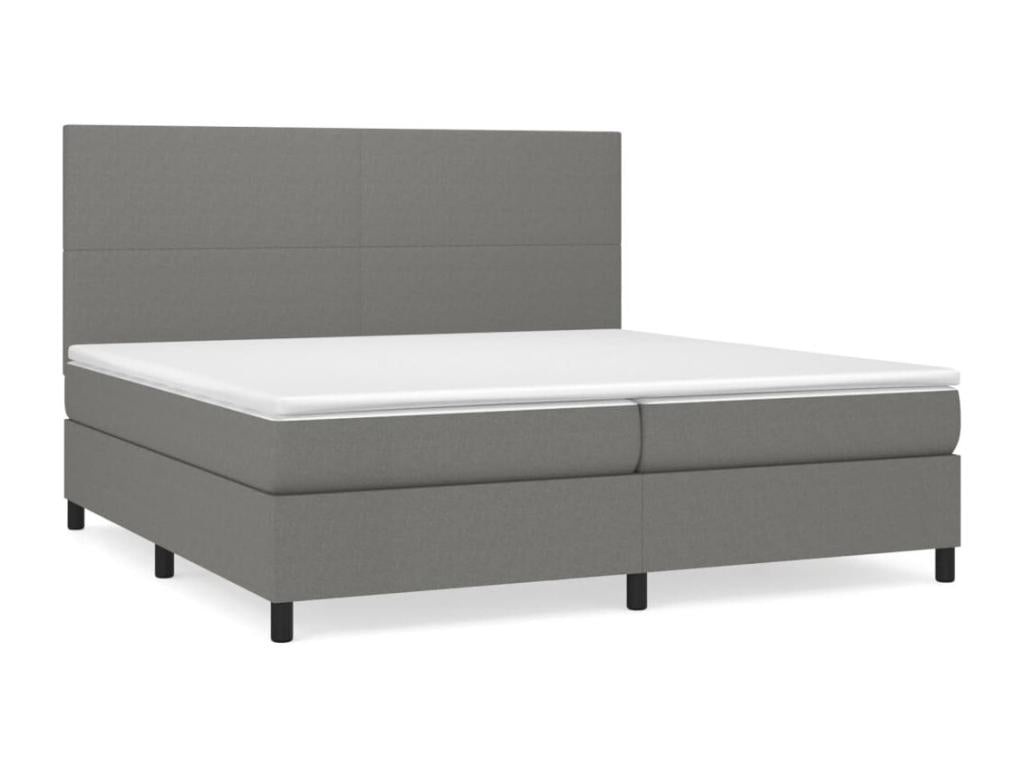 Lit à sommier tapissier avec matelas Gris foncé 200x200cm Tissu LDNR25117