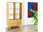 Bibliothèque Etagère en Teck massif naturel 2 portes et 6 niches 100x35x175cm FIFTEES HEEA51022